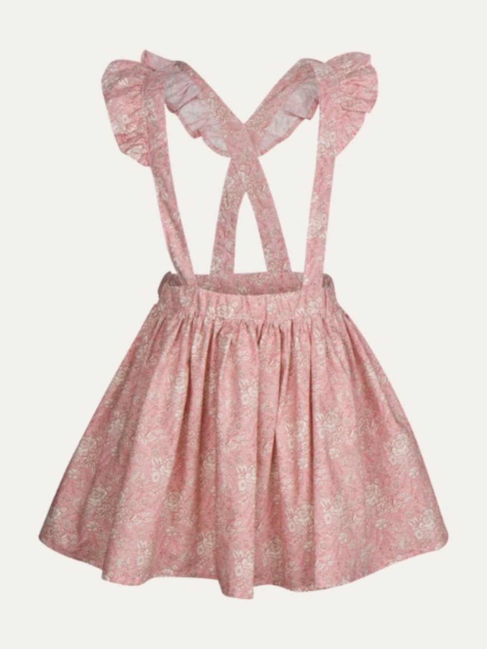 Liberty London Fabric Pinafore Skirt, Pink Floral, Size 4y, Made in Los Angeles.